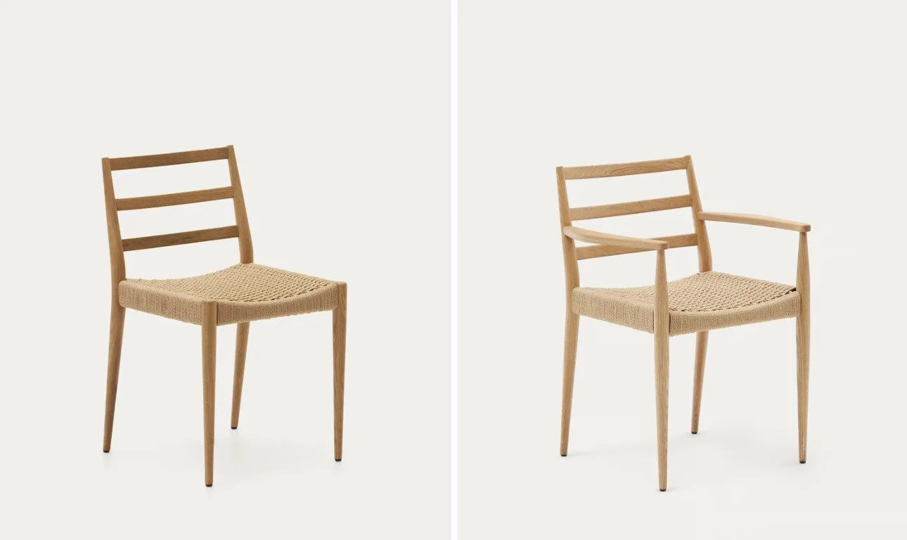 Analy timber dining chair with arms and no arms